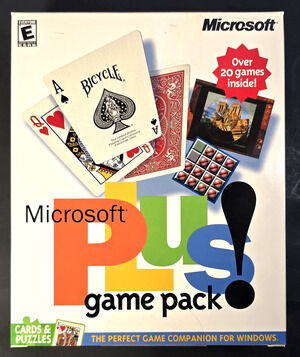 MIcrosoft Plus! Game Pack Cards & Puzzles (PC, 2000) Big Box, Sealed NOS